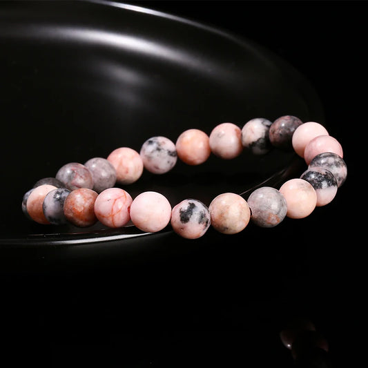 Zèbre Rose | Bracelet Perle Pierre Naturelle, Élégance & Harmonie Féminine pour femme