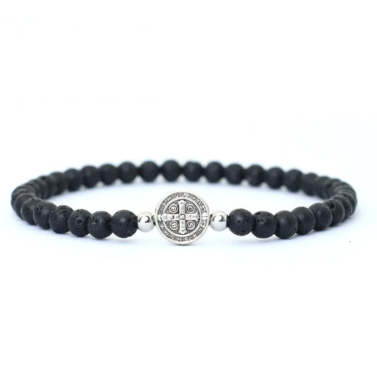 Asgard Soul | Bracelet Perle Minimaliste Rune de Croix Force, Protection et Esprit Nordique pour homme