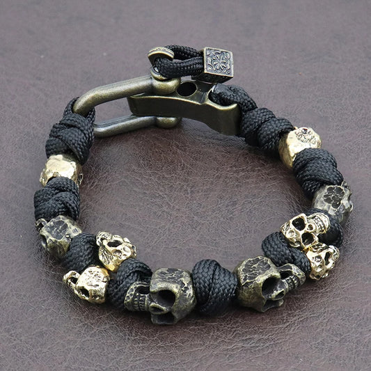 Shadowskull | Bracelet Corde et Skull Esprit Rebelle & Style Audacieux pour homme