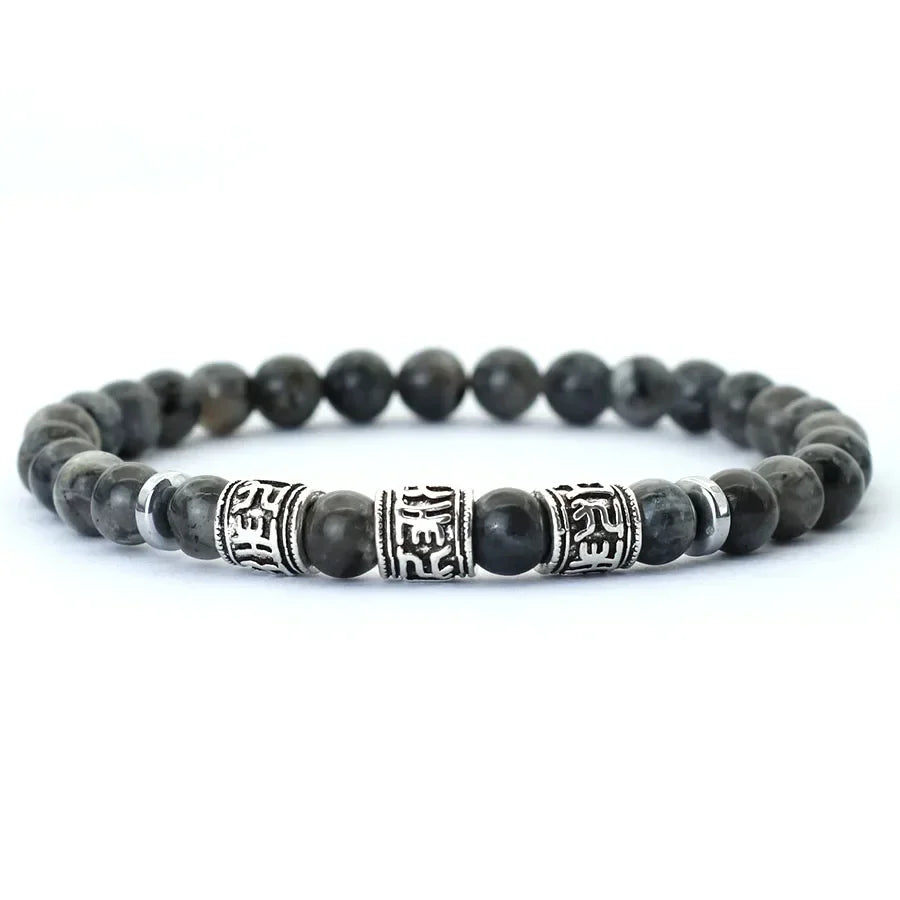 Bracelet pierre naturelle et rune tibétain ♂️