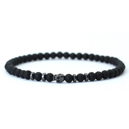 Bracelet minimaliste en pierre naturelle et rune skull ♂️