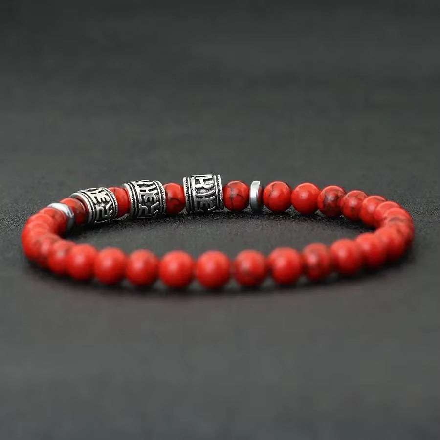 Bracelet pierre naturelle et rune tibétain ♂️
