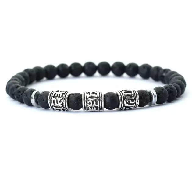 Bracelet pierre naturelle et rune tibétain ♂️