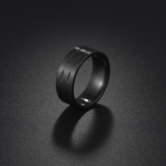 Axis Noir | Bague Tendance Finition Brossée Fashion Sobriété, Force & Élégance Moderne pour homme