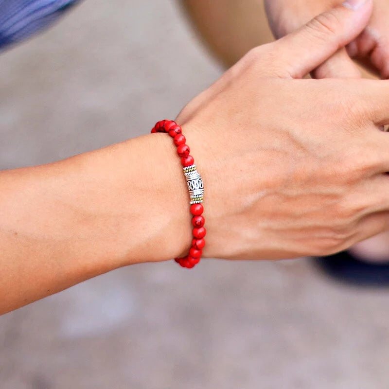 Bracelet pierre naturelle et rune tibétain ♂️