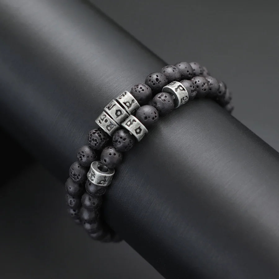 Sang de Terre | Bracelet Perle Rune Mystique Élégance, Énergie et Sagesse pour homme