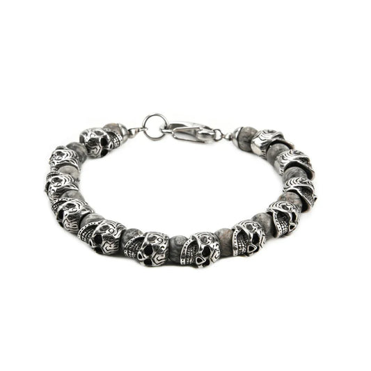 Black Fuel | Bracelet Perle et Skull Esprit Rebelle & Style Audacieux pour homme