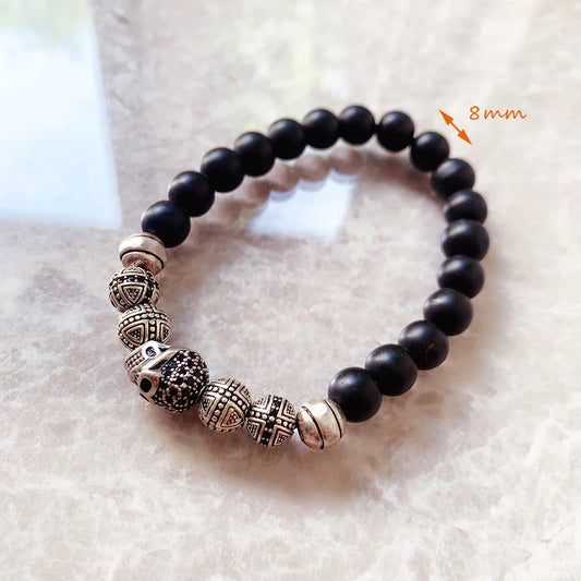 Bracelet punk rebelle tête de mort ♂️