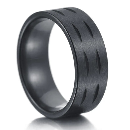Axis Noir | Bague Tendance Finition Brossée Fashion Sobriété, Force & Élégance Moderne pour homme