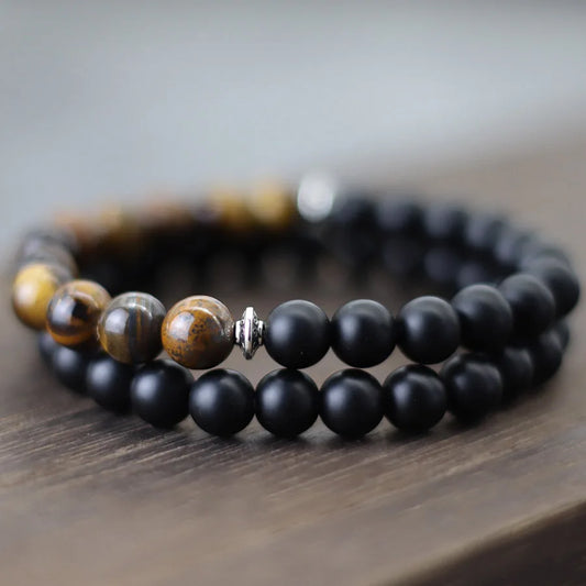 Amara | Bracelet Perle Tendance Duo Élégance, Énergie et Style Authentique pour homme