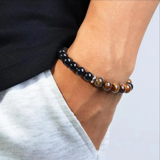 Algiz | Bracelet Perle Triple Protection Melting Énergie, Confiance et Élégance Authentique pour homme