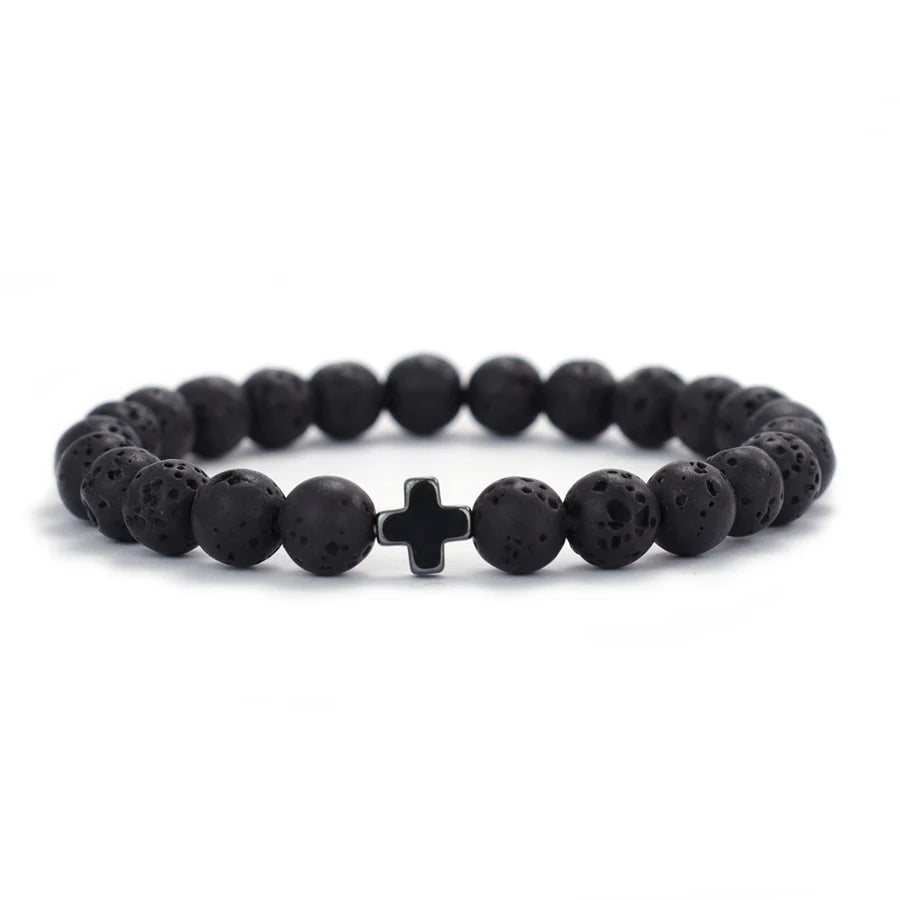 Mani | Bracelet Perle Rune de Croix Force, Énergie et Symbolisme Viking pour homme