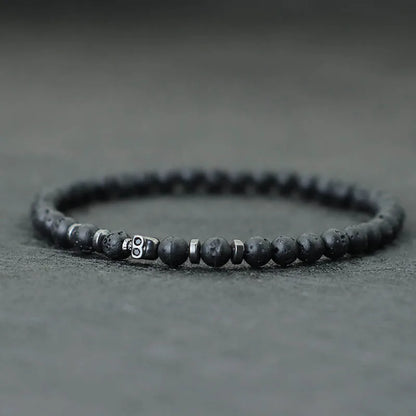 Bracelet minimaliste en pierre naturelle et rune skull ♂️