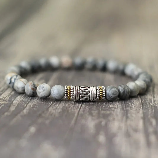 Bracelet pierre naturelle et rune tibétain ♂️