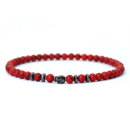 Bracelet minimaliste en pierre naturelle et rune skull ♂️