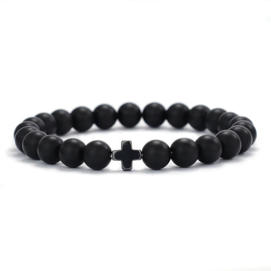Mani | Bracelet Perle Rune de Croix Force, Énergie et Symbolisme Viking pour homme