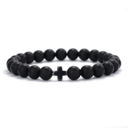 Mani | Bracelet Perle Rune de Croix Force, Énergie et Symbolisme Viking pour homme