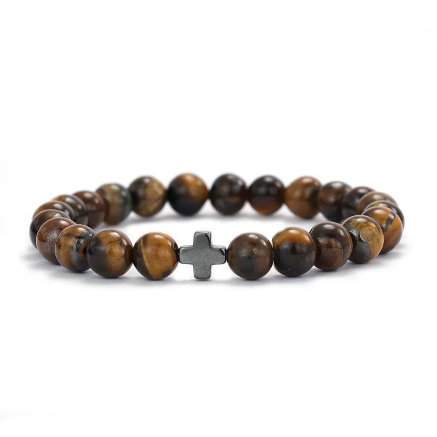 Mani | Bracelet Perle Rune de Croix Force, Énergie et Symbolisme Viking pour homme