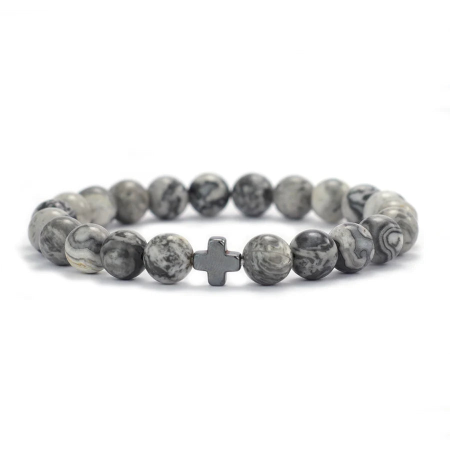 Mani | Bracelet Perle Rune de Croix Force, Énergie et Symbolisme Viking pour homme