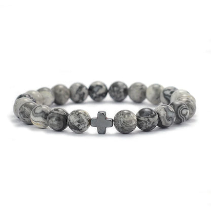 Mani | Bracelet Perle Rune de Croix Force, Énergie et Symbolisme Viking pour homme