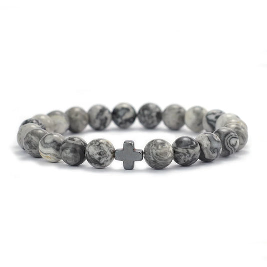 Mani | Bracelet Perle Rune de Croix Force, Énergie et Symbolisme Viking pour homme
