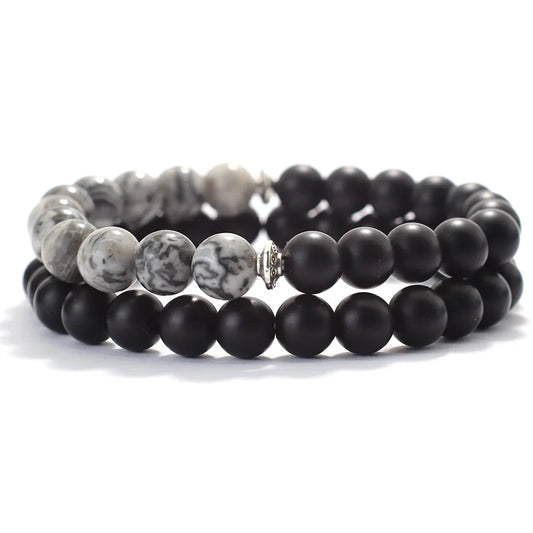 Amara | Bracelet Perle Tendance Duo Élégance, Énergie et Style Authentique pour homme