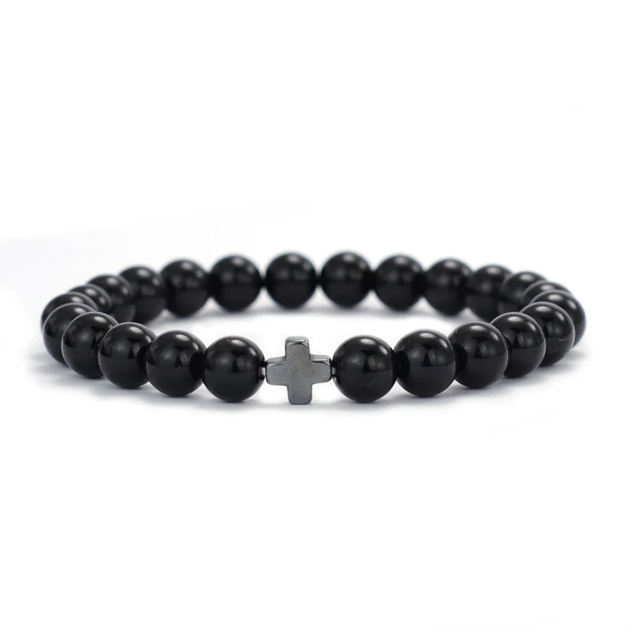 Mani | Bracelet Perle Rune de Croix Force, Énergie et Symbolisme Viking pour homme