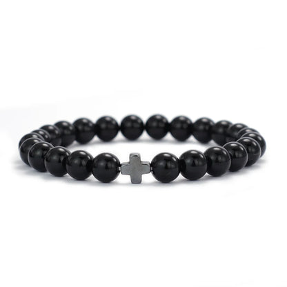 Mani | Bracelet Perle Rune de Croix Force, Énergie et Symbolisme Viking pour homme