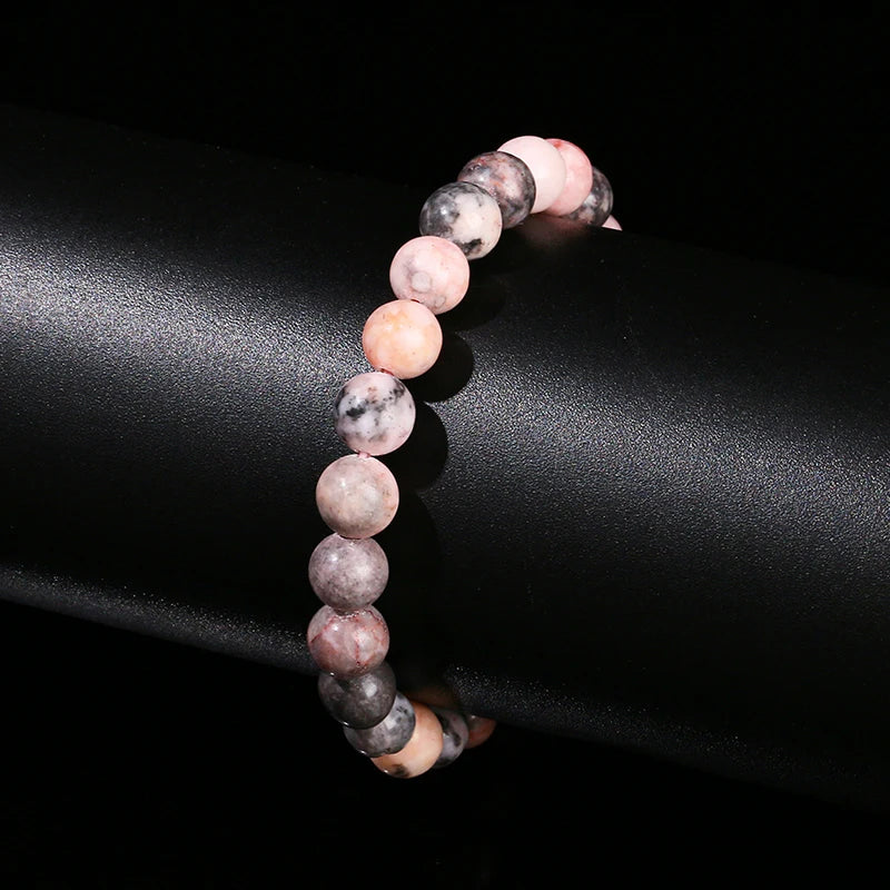 Zèbre Rose | Bracelet Perle Pierre Naturelle, Élégance & Harmonie Féminine pour femme