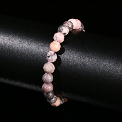 Zèbre Rose | Bracelet Perle Pierre Naturelle, Élégance & Harmonie Féminine pour femme