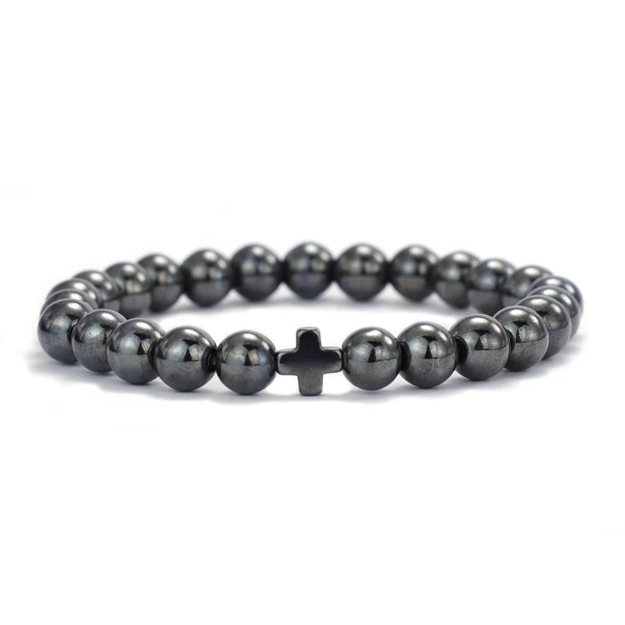 Mani | Bracelet Perle Rune de Croix Force, Énergie et Symbolisme Viking pour homme