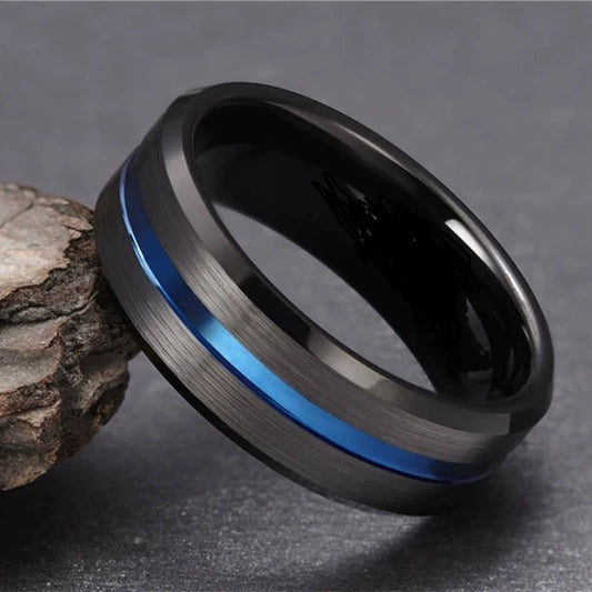 Bague Tendance Rainures Style Punk