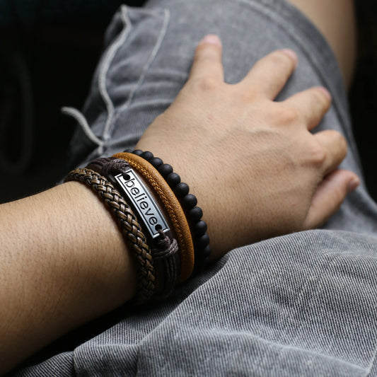 Bracelet Cuir Vintage Multi 002