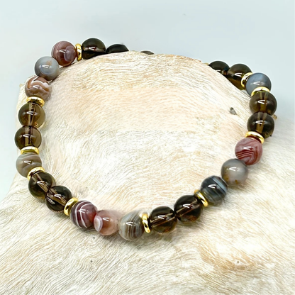 Éthéria | Bracelet Perle Agate & Quartz – Sagesse, Force & Harmonie Intérieure pour femme
