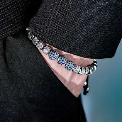 Kryson | Bracelet Perle Macramé Luxe – Acier Inoxydable & Zircones Cubiques unisexe