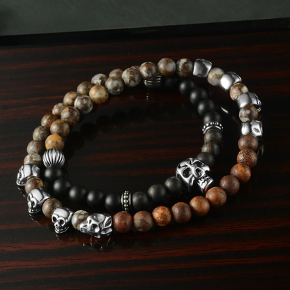 Reamor | Bracelet Perle Skull Punk Haute Élégance Rebelle & Haute Qualité pour homme
