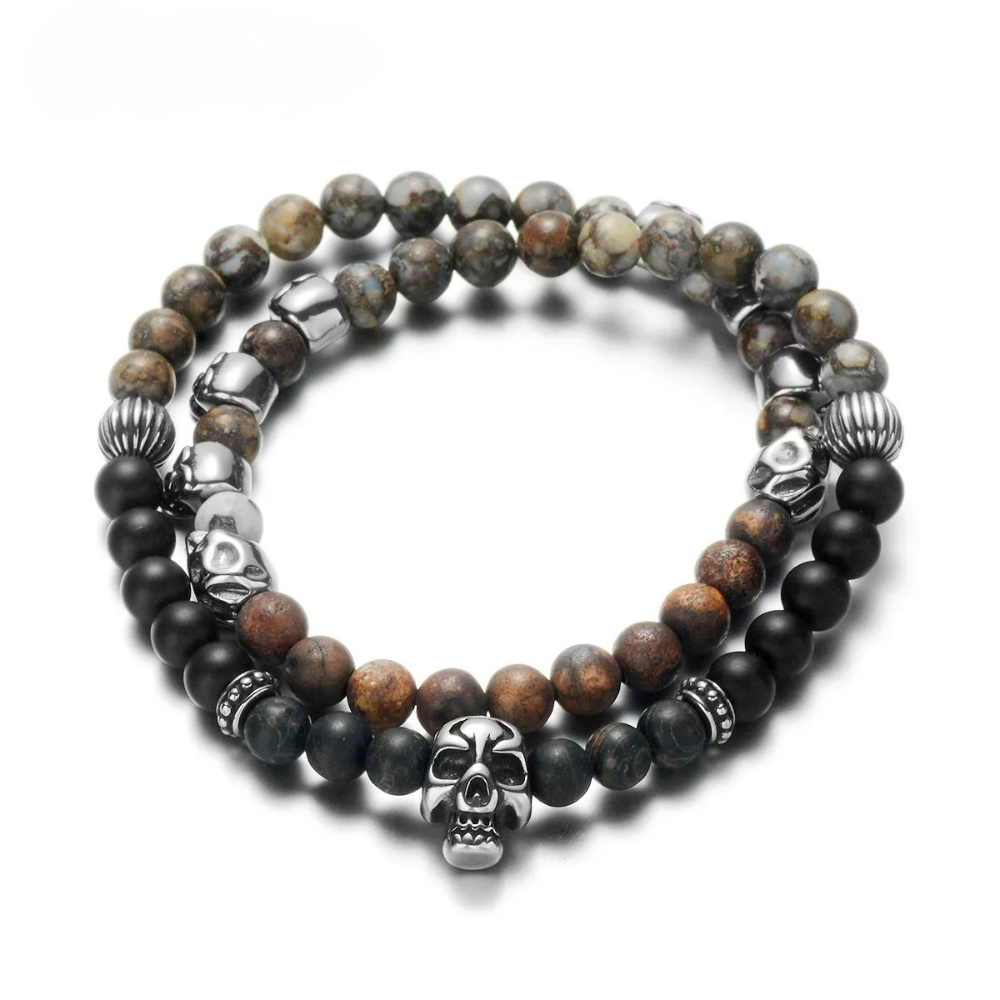 Reamor | Bracelet Perle Skull Punk Haute Élégance Rebelle & Haute Qualité pour homme