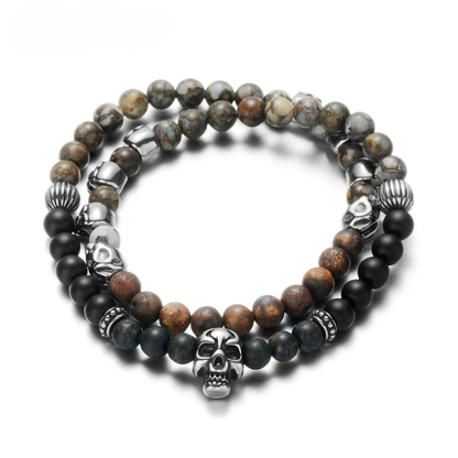 Reamor | Bracelet Perle Skull Punk Haute Élégance Rebelle & Haute Qualité pour homme