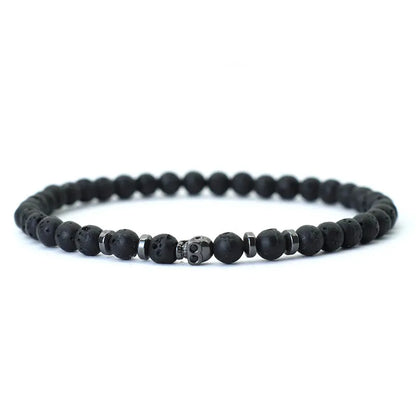 Bracelet minimaliste en pierre naturelle et rune skull ♂️