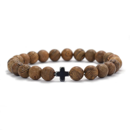 Mani | Bracelet Perle Rune de Croix Force, Énergie et Symbolisme Viking pour homme