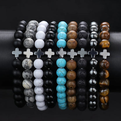 Mani | Bracelet Perle Rune de Croix Force, Énergie et Symbolisme Viking pour homme