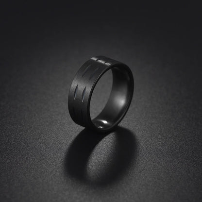 Axis Noir | Bague Tendance Finition Brossée Fashion Sobriété, Force & Élégance Moderne pour homme