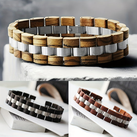 Rootline | Bracelet Bois et Acier Inoxydable – Style Punk Élégant & Authentique pour homme