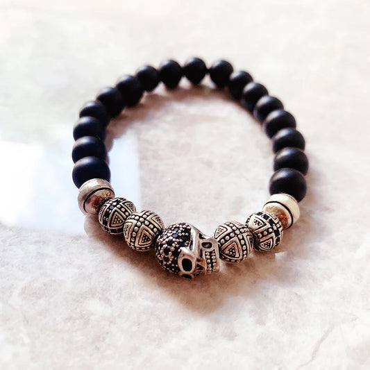 Bracelet punk rebelle tête de mort ♂️